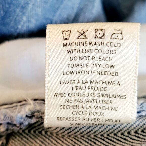 Anthropologie Unpublished Striped Wide Leg Cropped Blue Denim Jeans Women's 28 - Picture 8 of 8